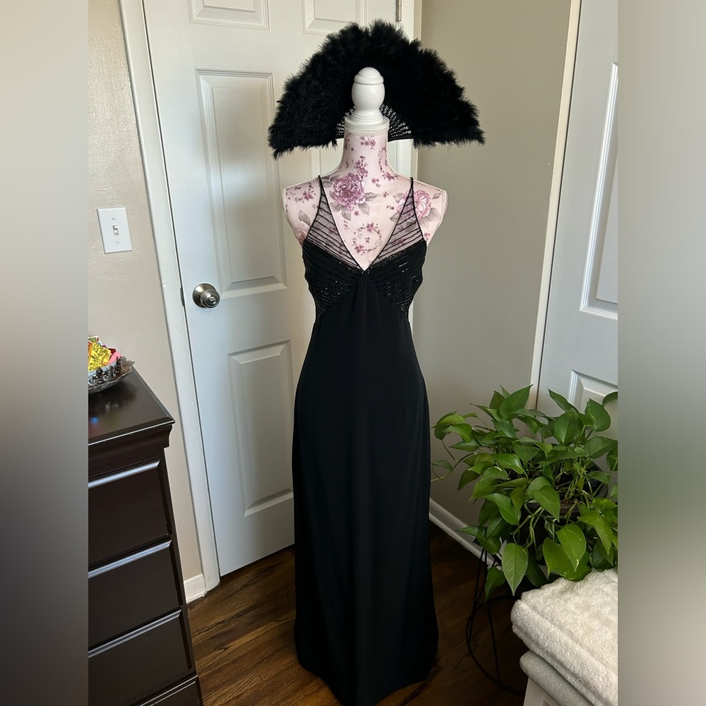 💖Sexy Vintage NightLine Formal Beaded Sheath Dress Homecoming Prom Wedding 8 M